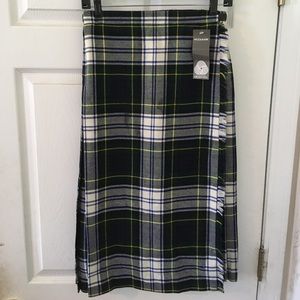 NWT Highland Home Wool Blue Plaid Skirt Size 10
